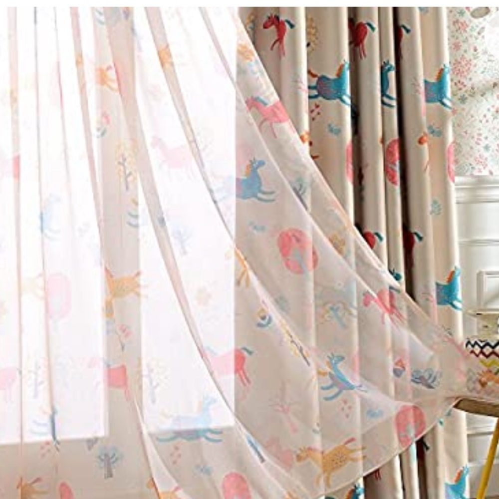 Pony🐴 Blackout Curtain/Drapes with sheer rod